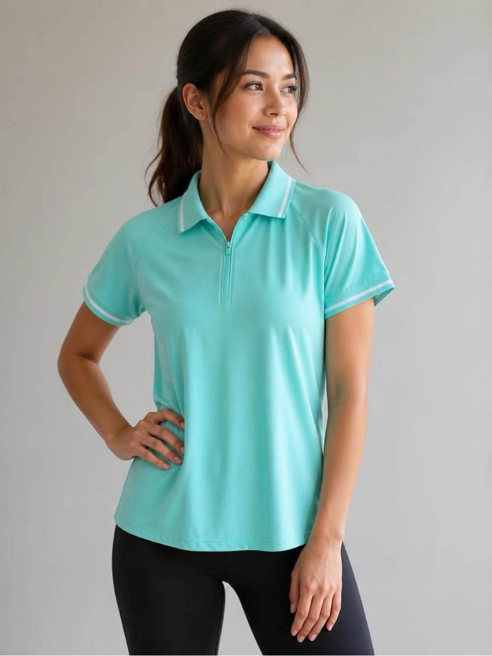 Mondetta Mint Half-Zip Polo Top